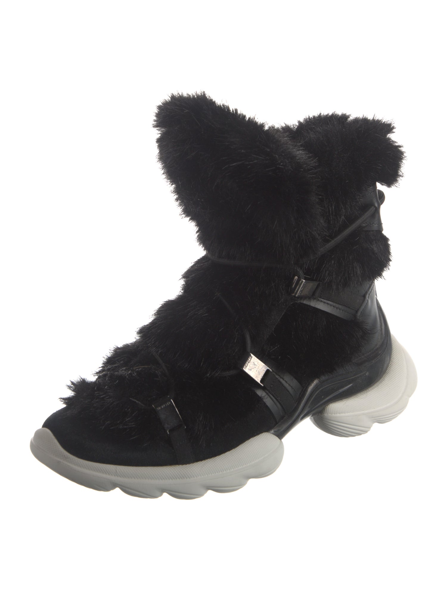 Moncler Faux Fur Lace-Up Boots