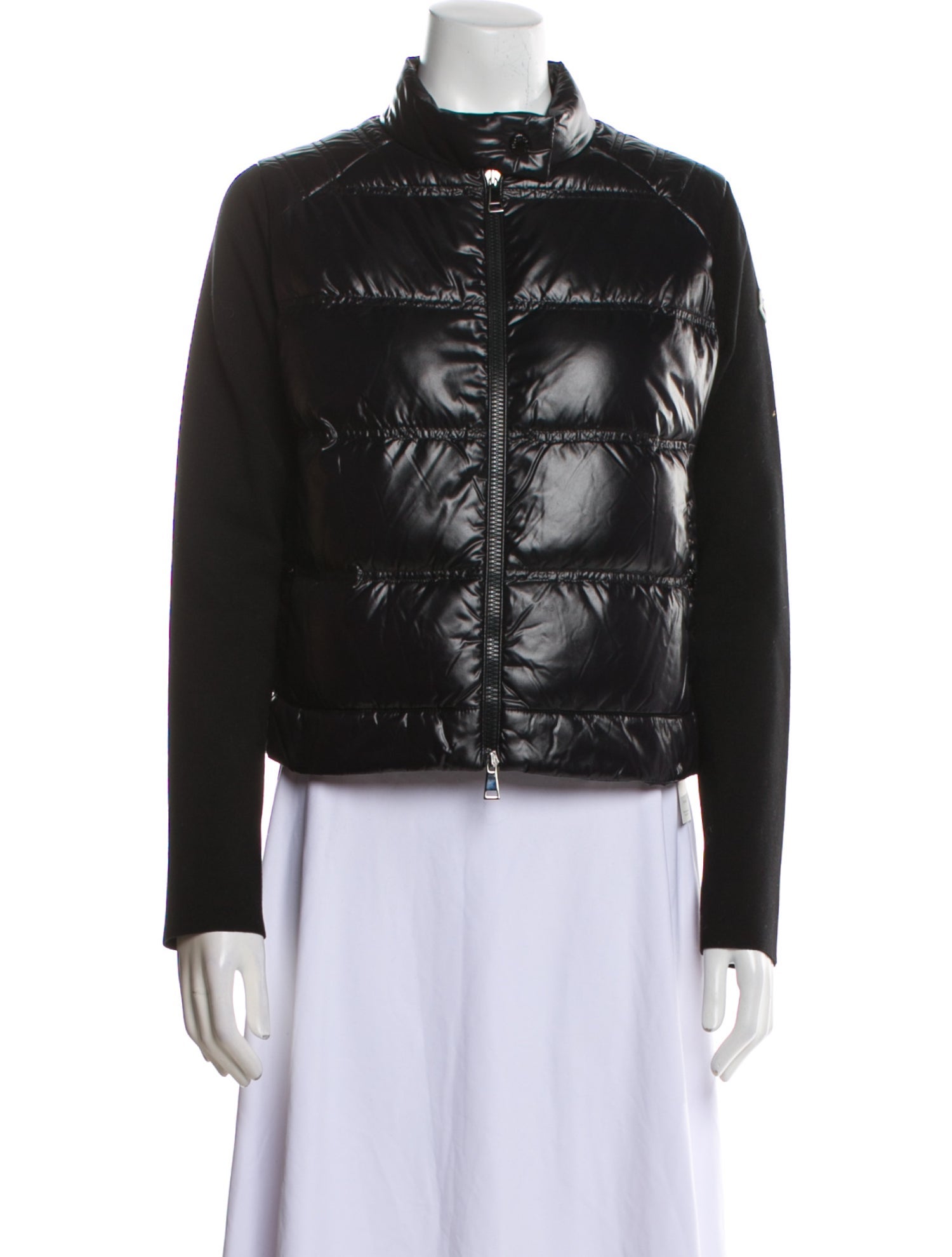 Moncler Black Magilone Tricot Alla Coreana Quilted Nylon and