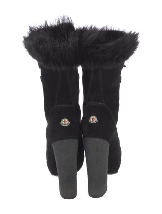 Moncler Suede Fur Trim Lace-Up Boots