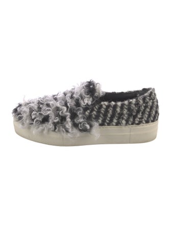 Moncler Shearling Tweed Pattern Sneakers
