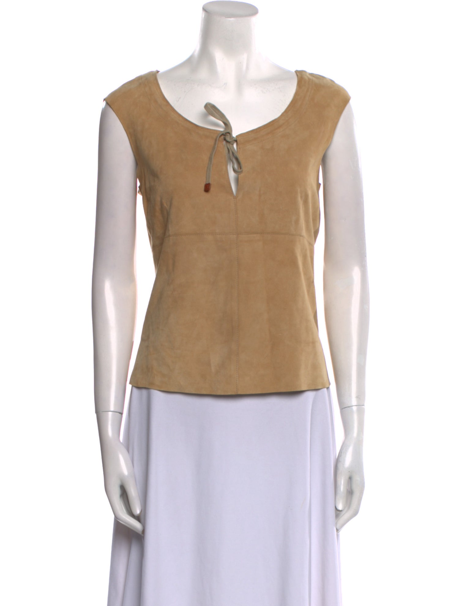 Moncler Leather V-Neck Tank Top