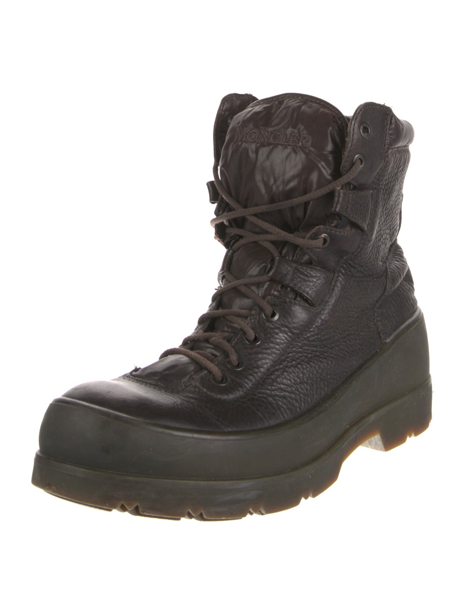 Moncler Leather Lace-Up Boots