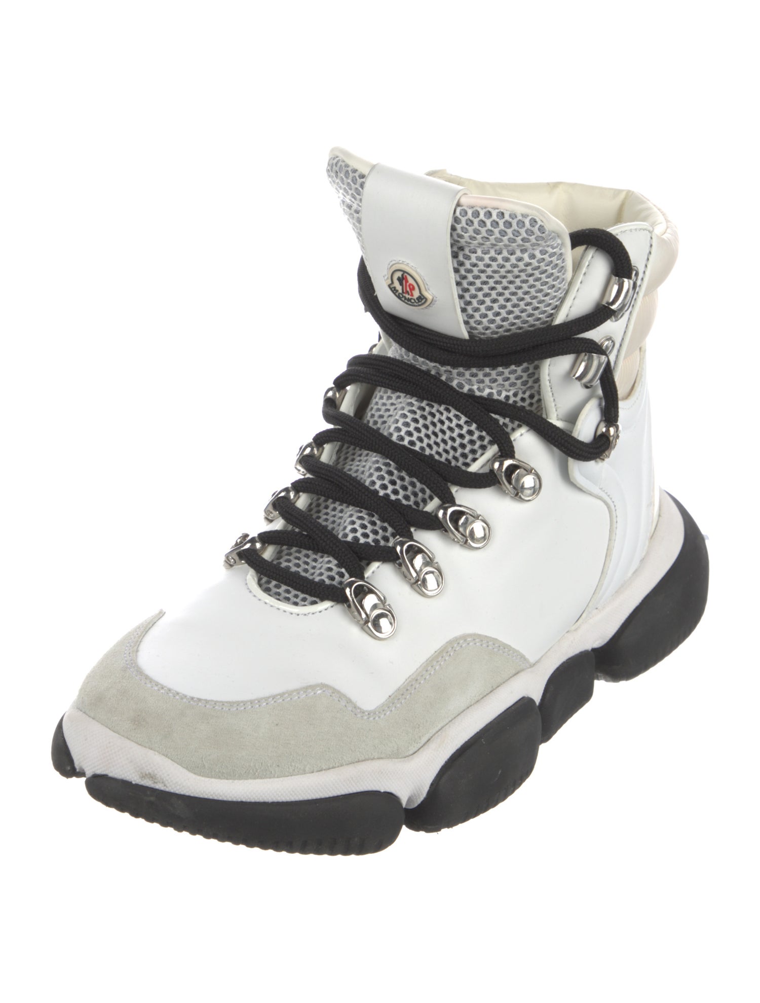 Moncler Leather Colorblock Pattern Lace-Up Boots