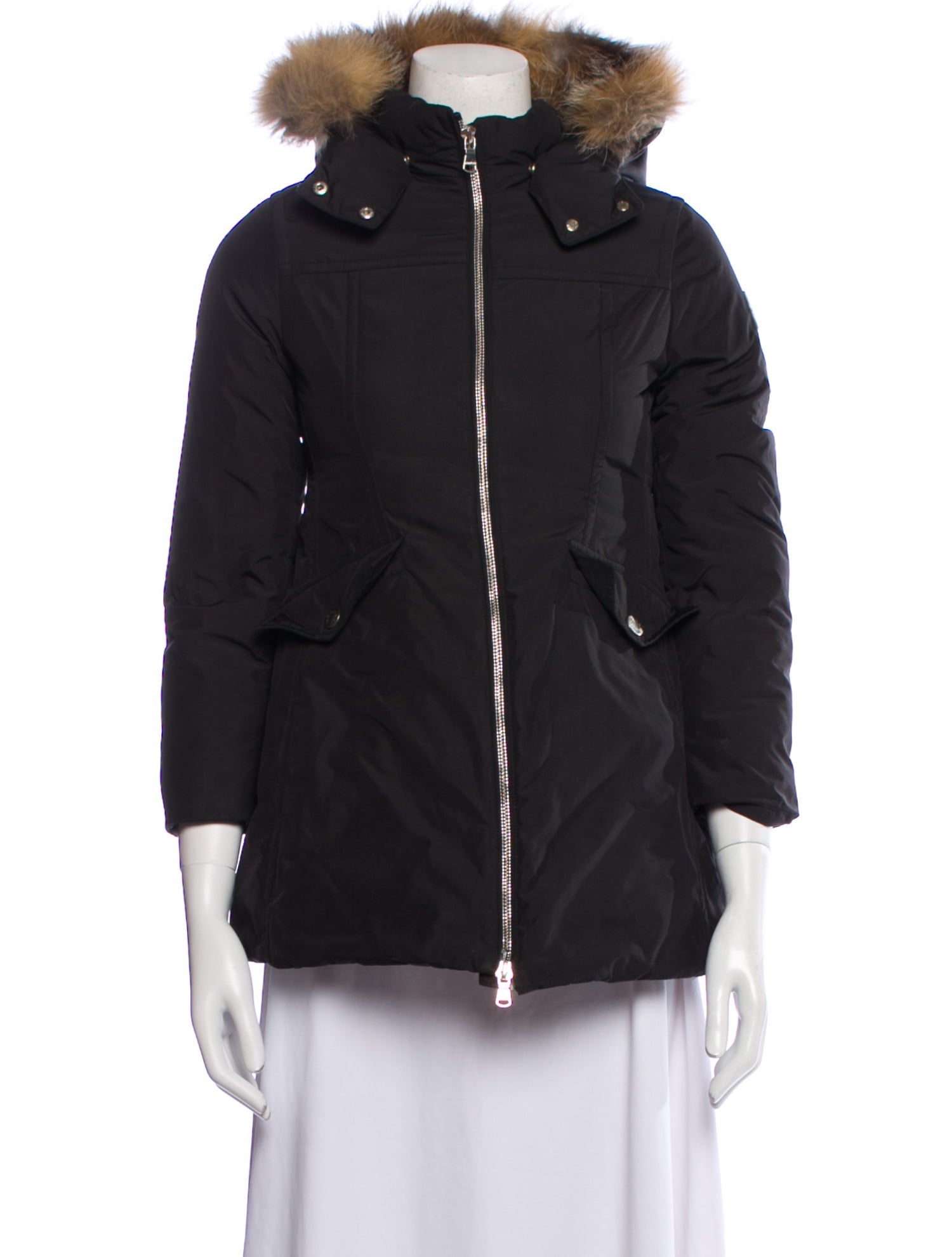 Moncler Down Fur Trim Coat