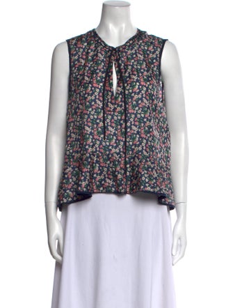 Moncler Silk Floral Print Crop Top