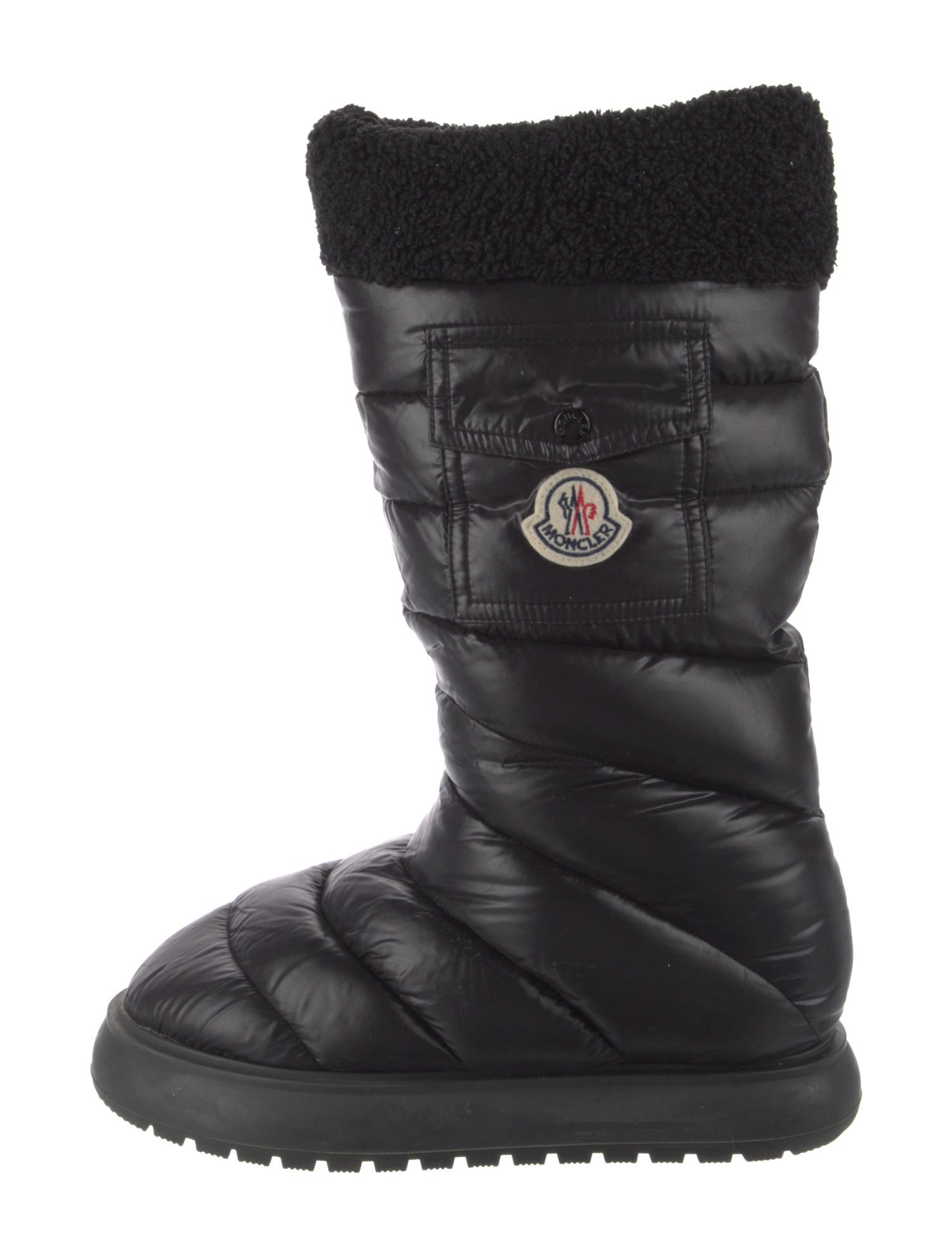 Moncler Nylon Faux Fur Trim Snow Boots