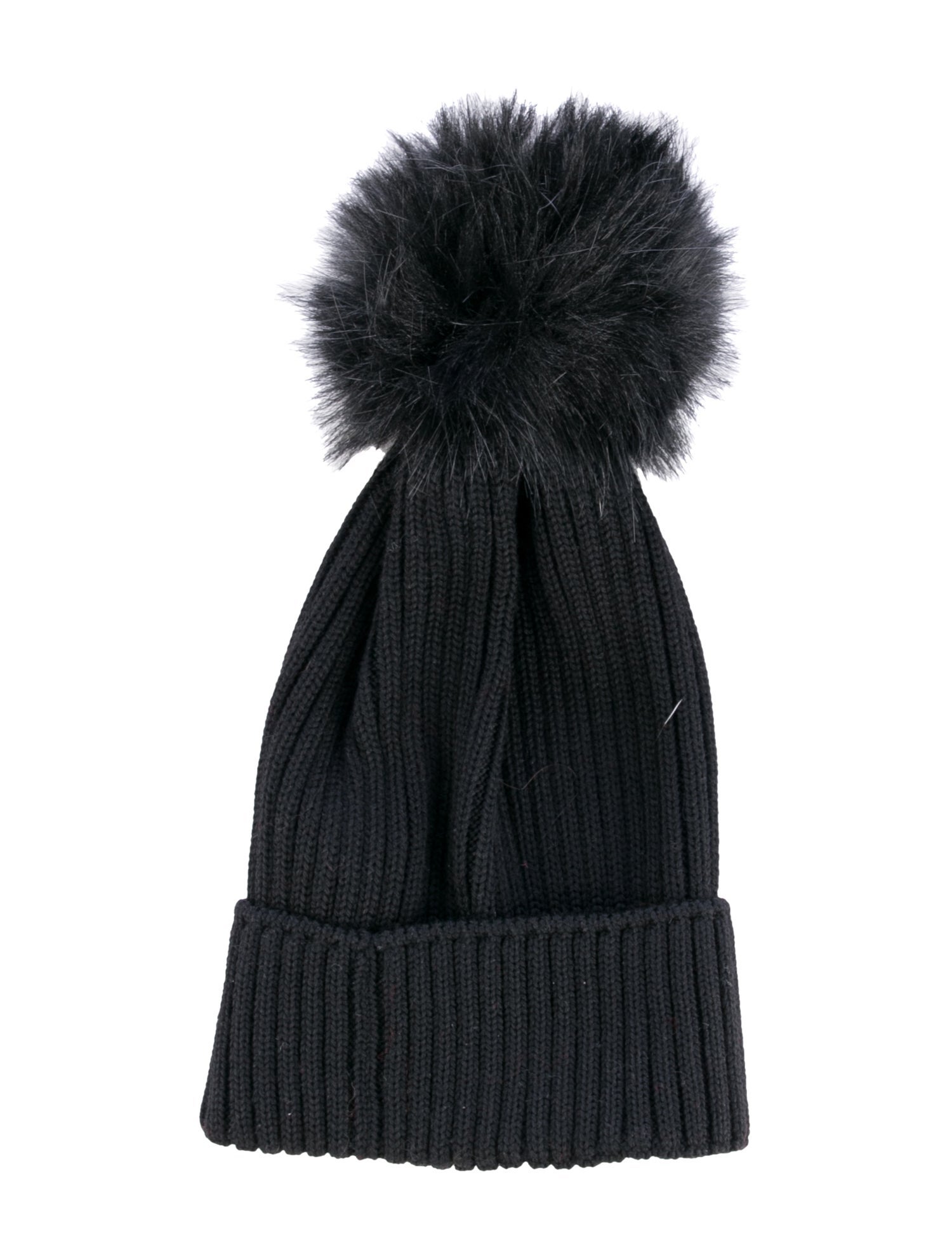 Moncler Solid Faux Fur-Trimmed Virgin Wool Beanie