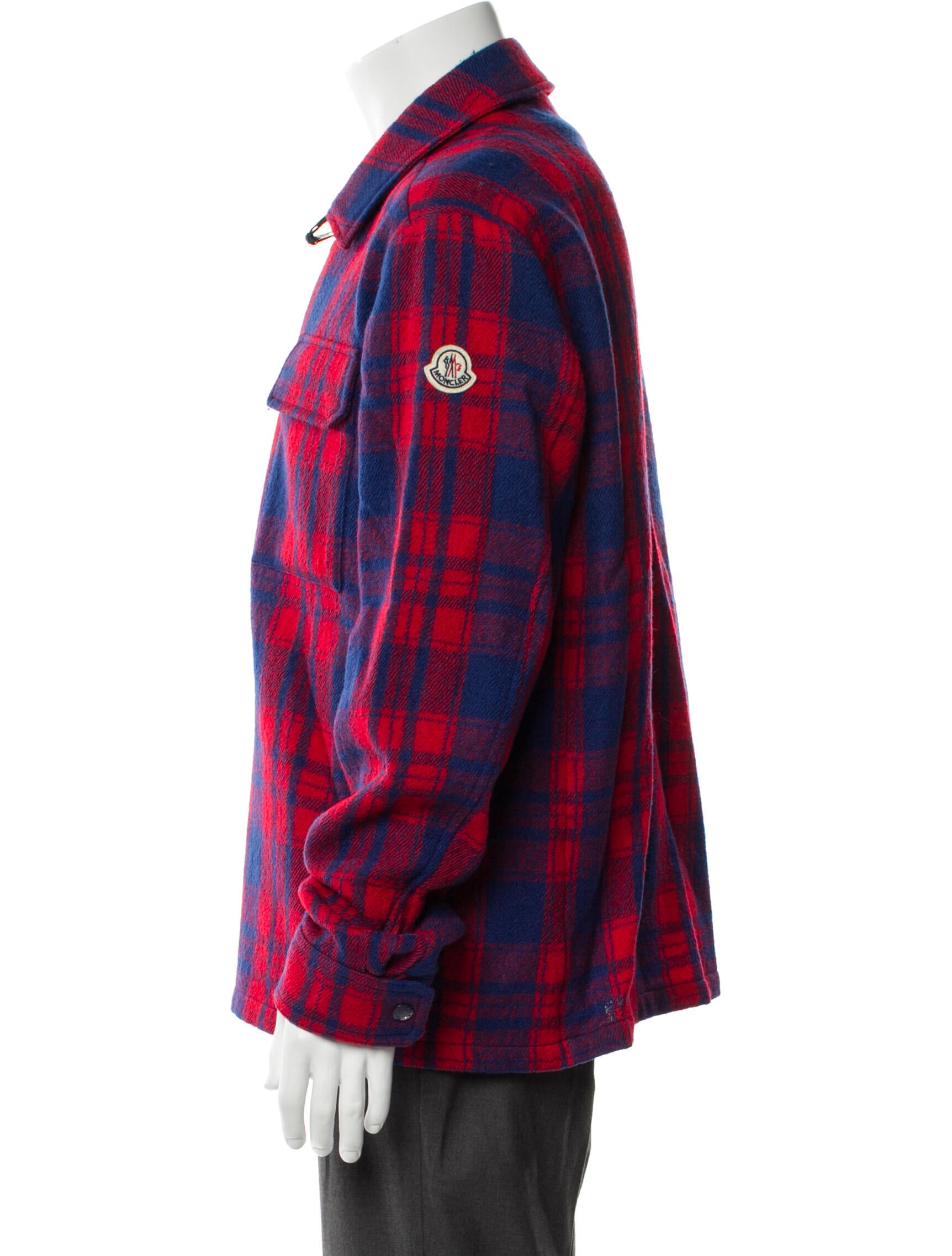 Moncler Virgin Wool Plaid Print Trucker Jacket w/ Tags