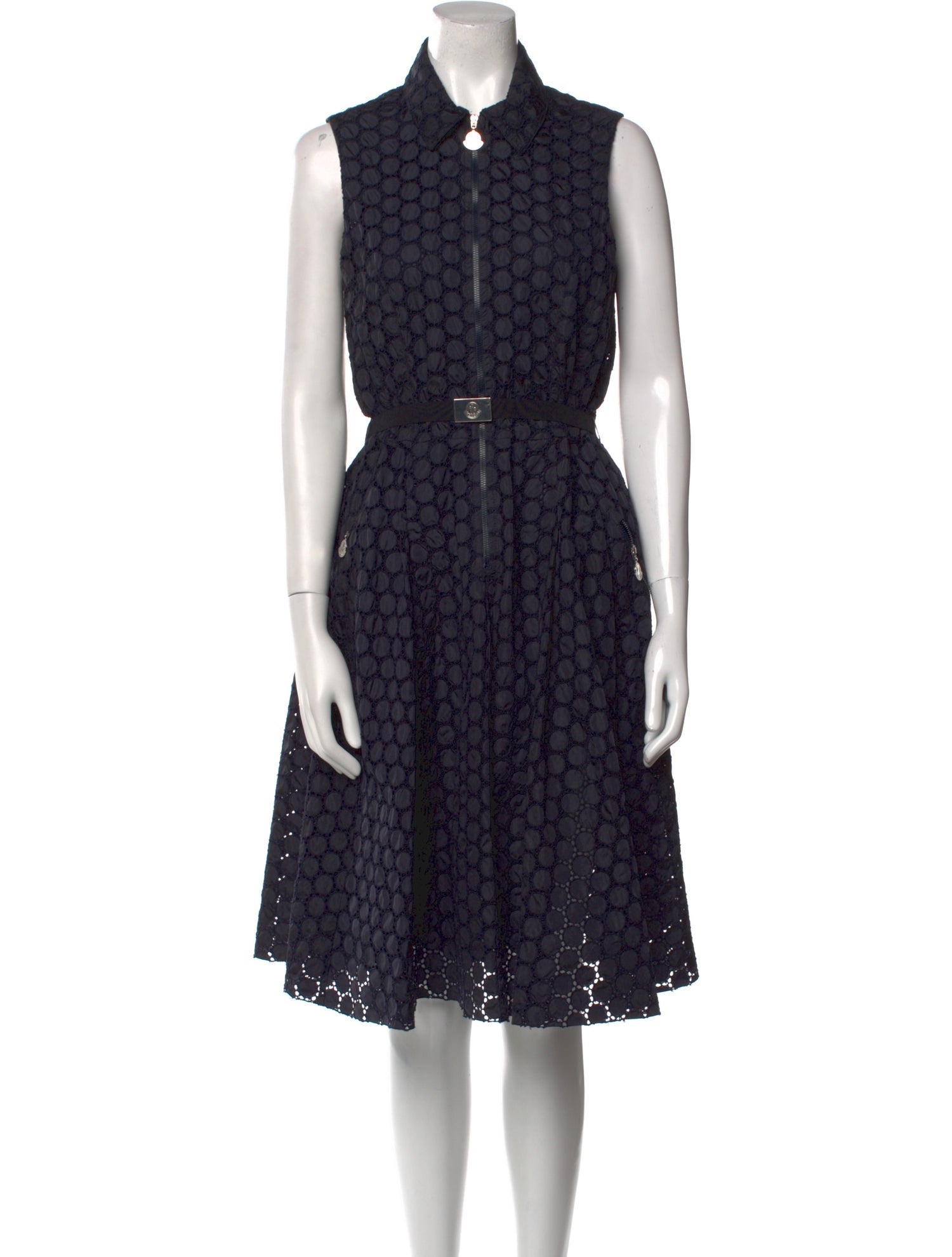 Moncler Polka Dot Print Midi Length Dress