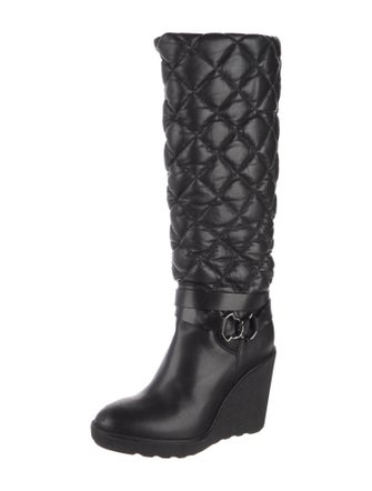 Moncler Quilted Pattern Leather Rain Boots