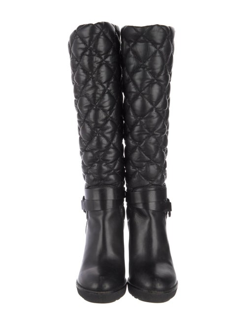 Moncler Quilted Pattern Leather Rain Boots