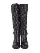 Moncler Quilted Pattern Leather Rain Boots