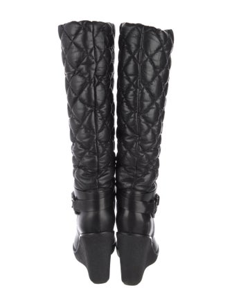 Moncler Quilted Pattern Leather Rain Boots