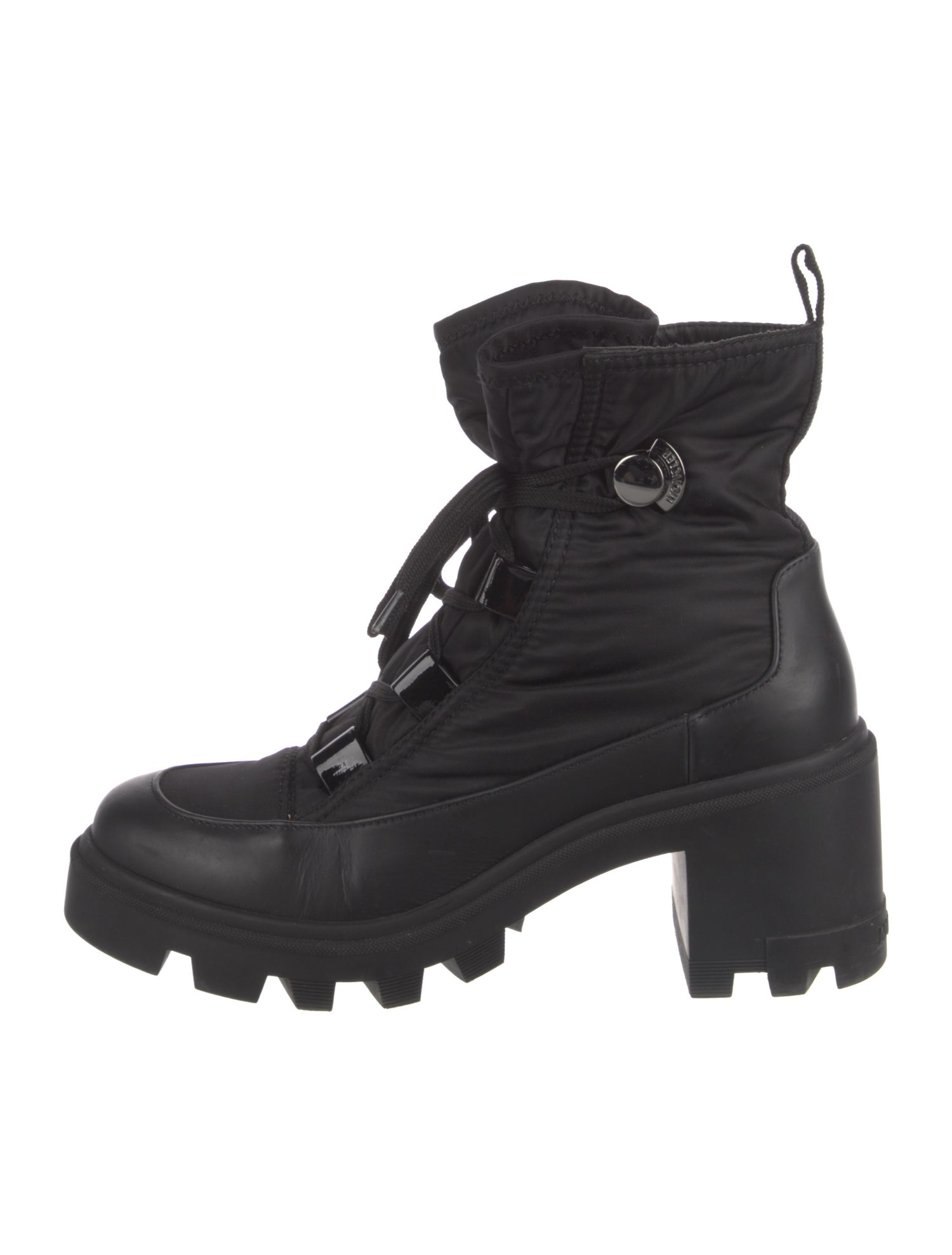 Moncler Nylon Leather Trim Embellishment Combat Boots