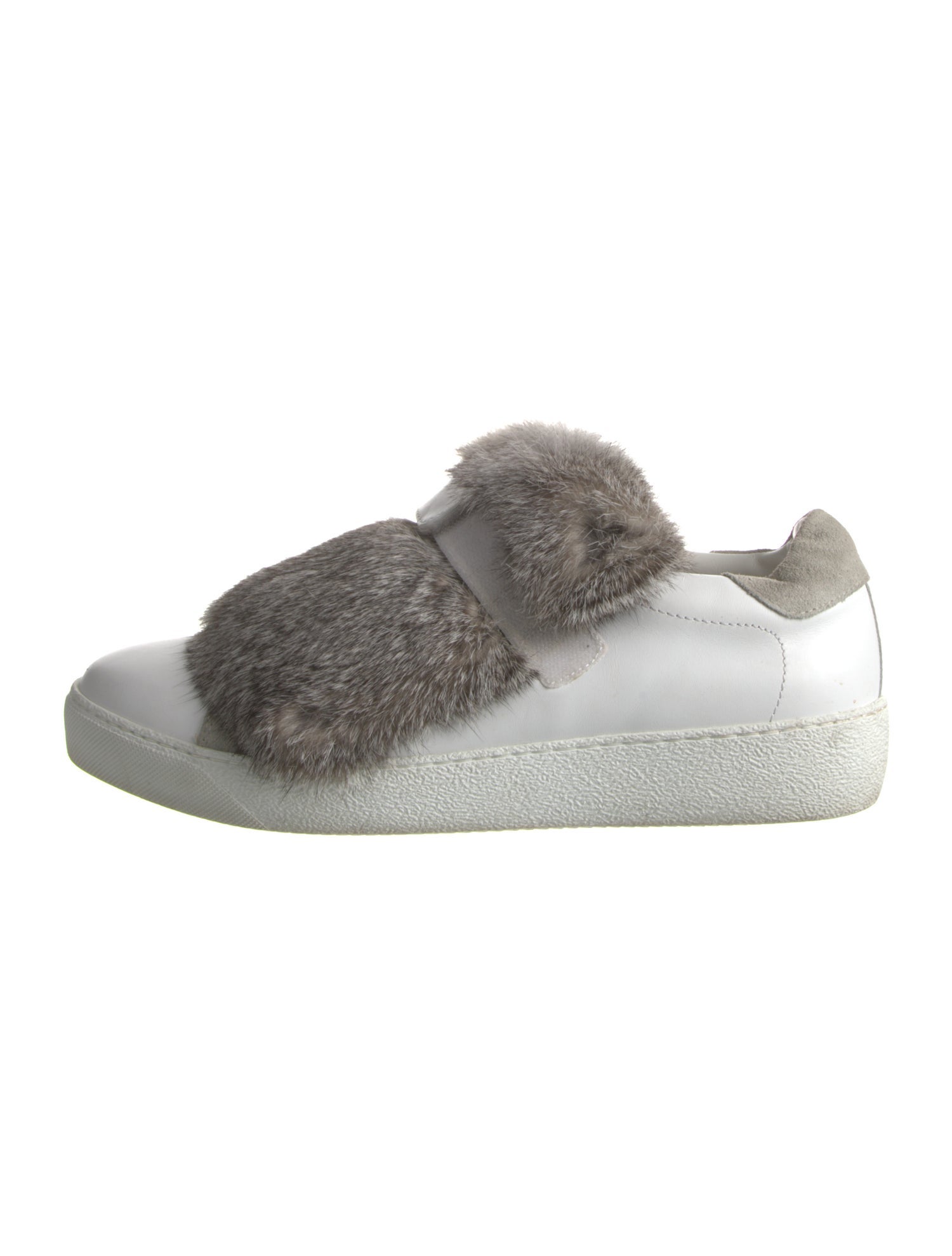 Moncler Leather Fur Trim Sneakers