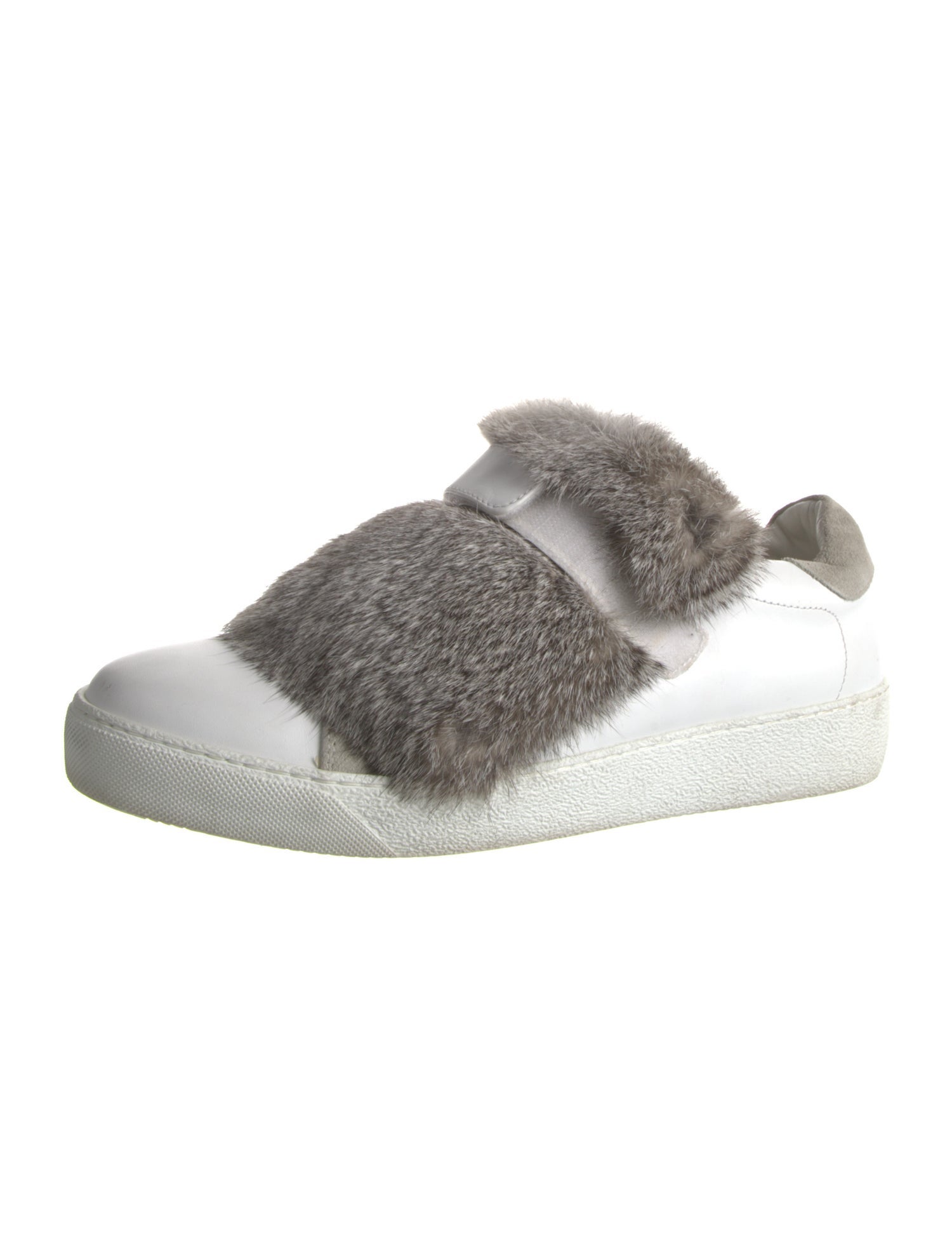Moncler Leather Fur Trim Sneakers