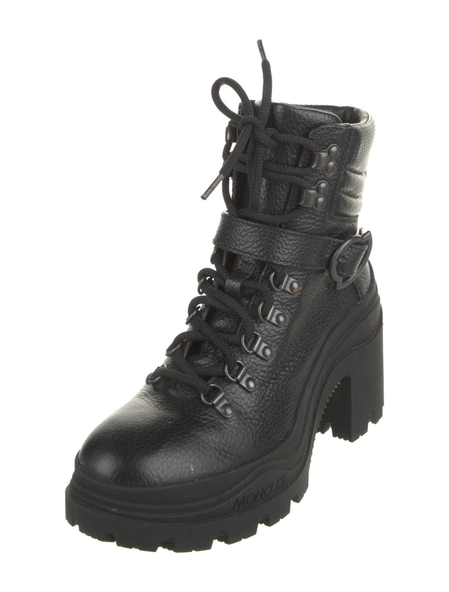 Moncler Leather Lace-Up Boots