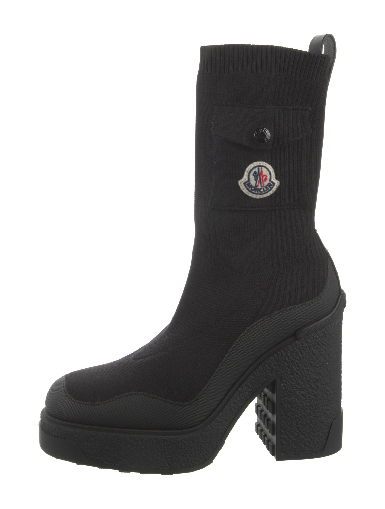 Moncler Embroidered Accent Sock Boots