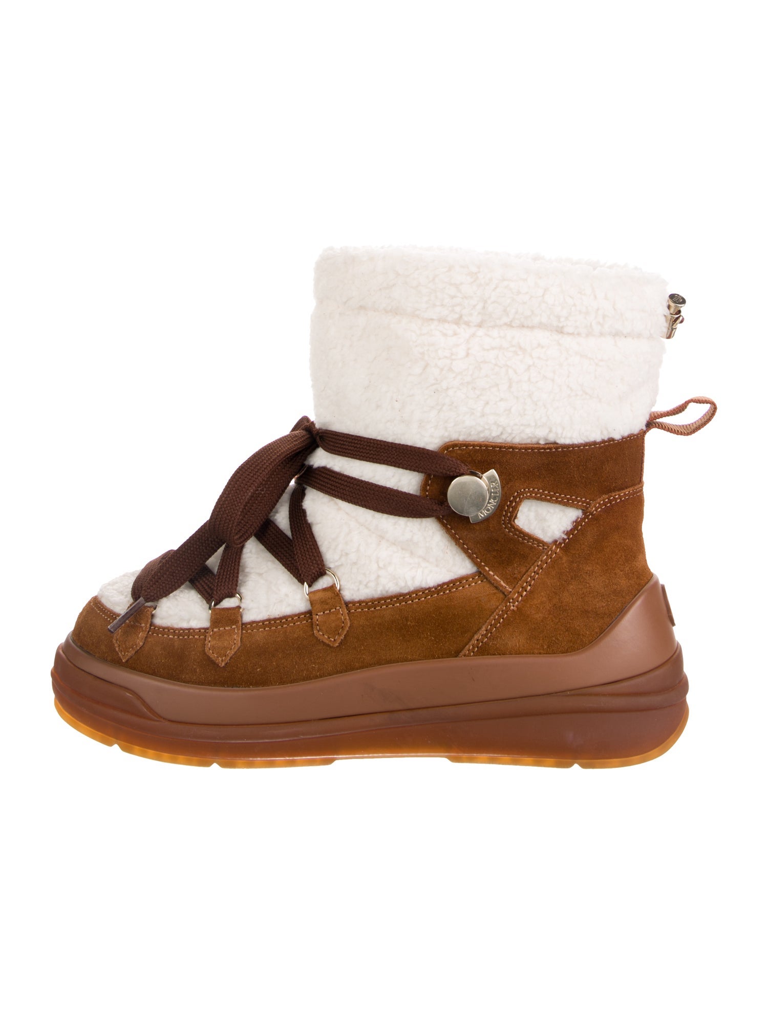 Moncler Suede Colorblock Pattern Lace-Up Boots