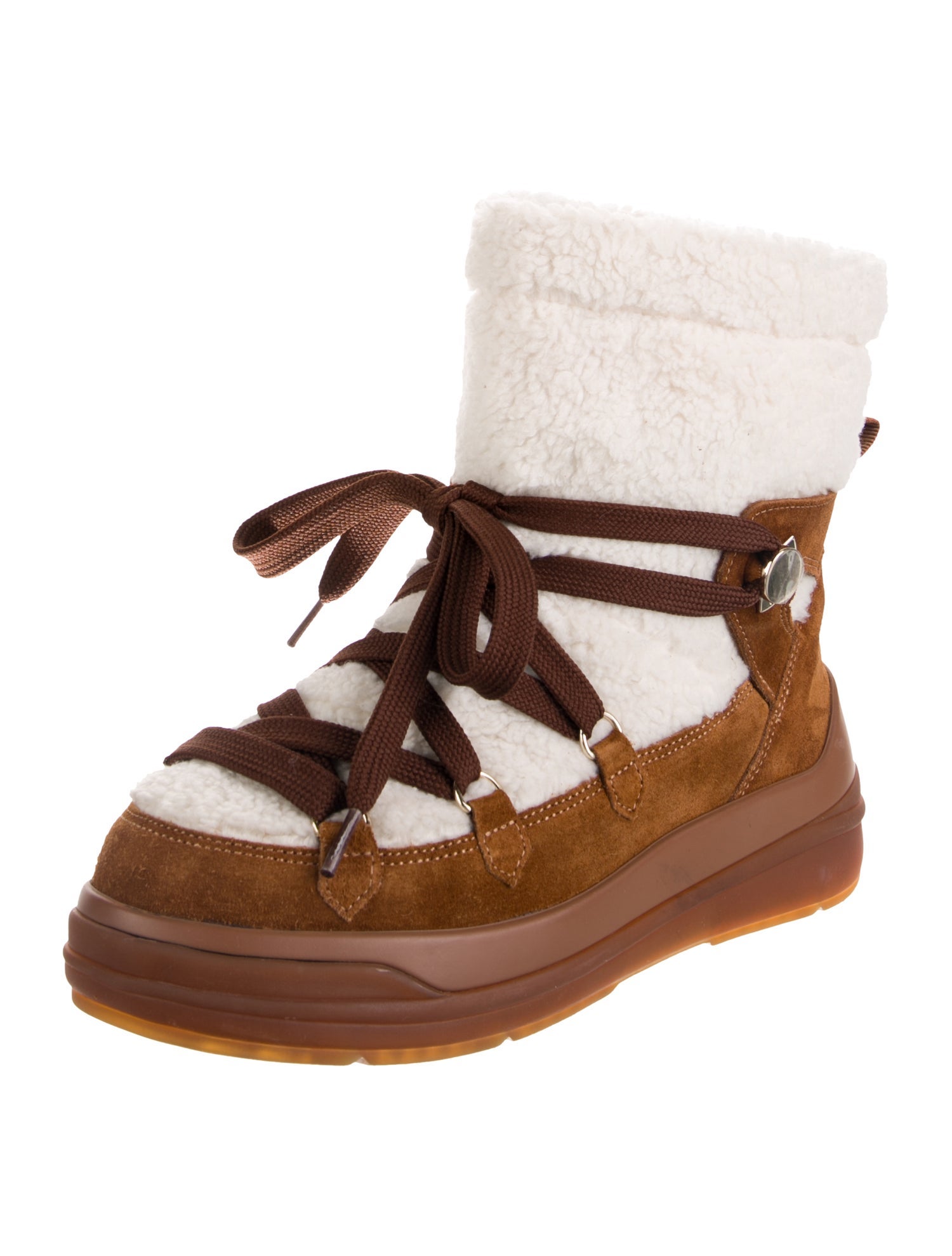 Moncler Suede Colorblock Pattern Lace-Up Boots