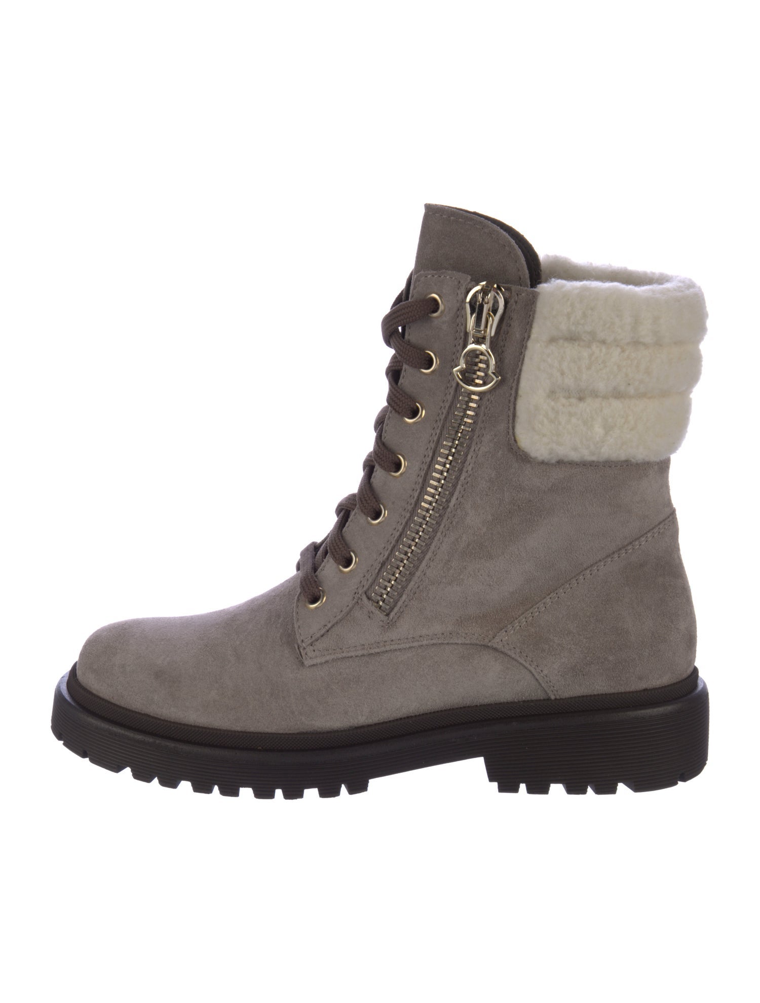 Moncler Suede Colorblock Pattern Combat Boots