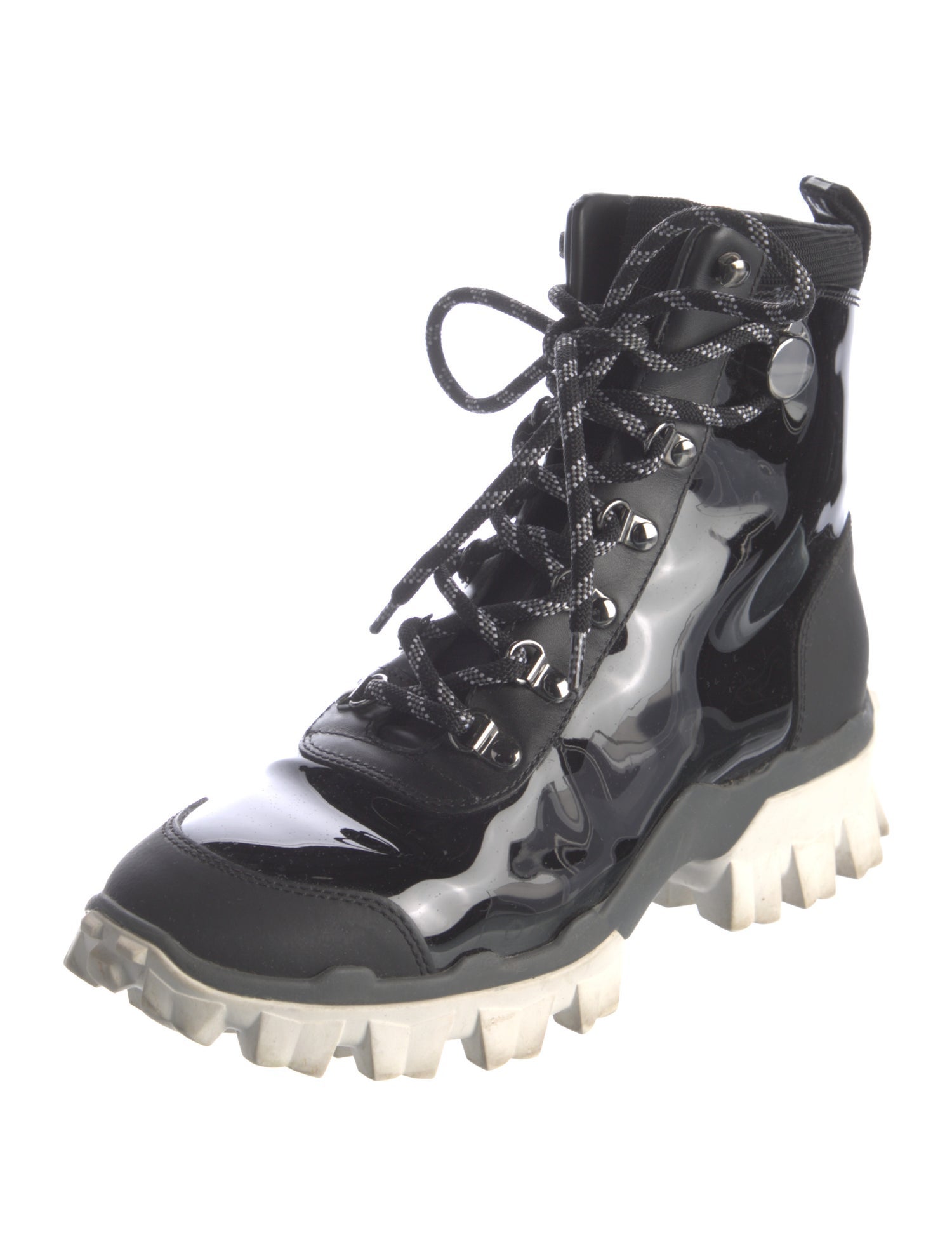 Moncler Patent Leather Combat Boots