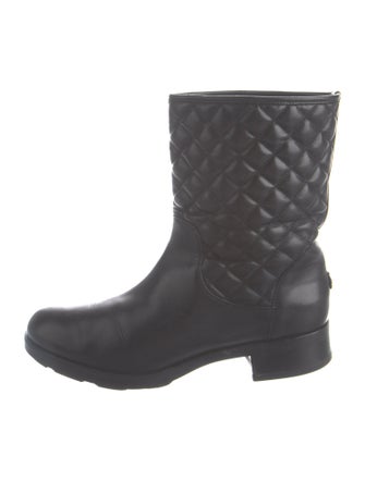 Moncler Quilted Pattern Leather Rain Boots