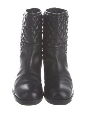 Moncler Quilted Pattern Leather Rain Boots