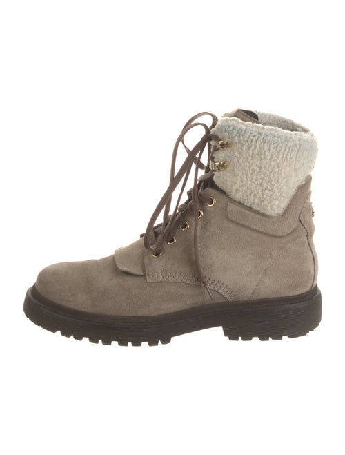 Moncler Suede Colorblock Pattern Combat Boots