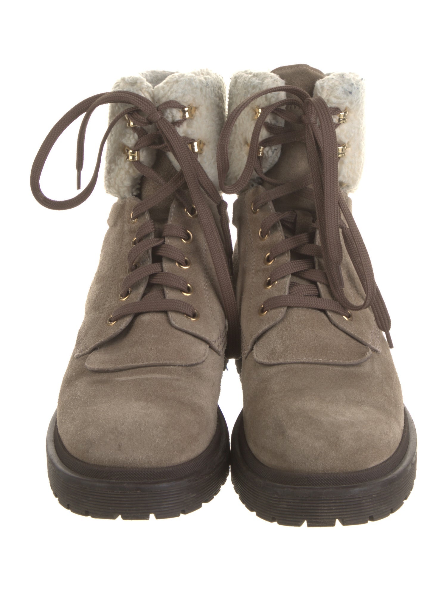 Moncler Suede Colorblock Pattern Combat Boots