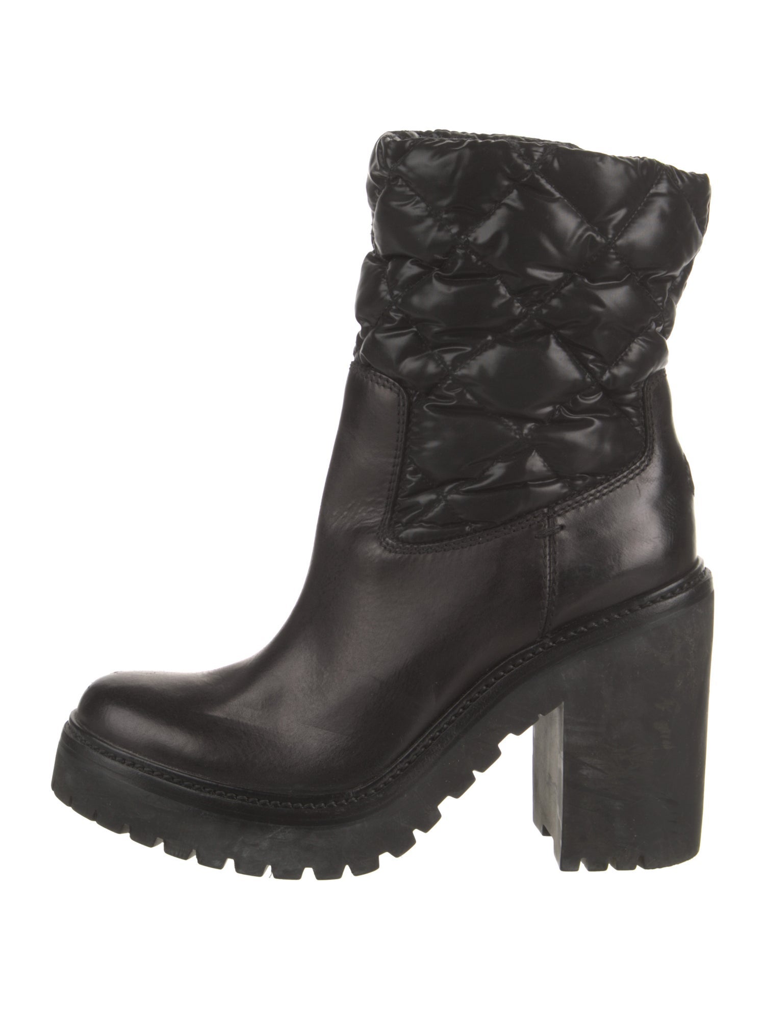 Moncler Quilted Pattern Leather Boots