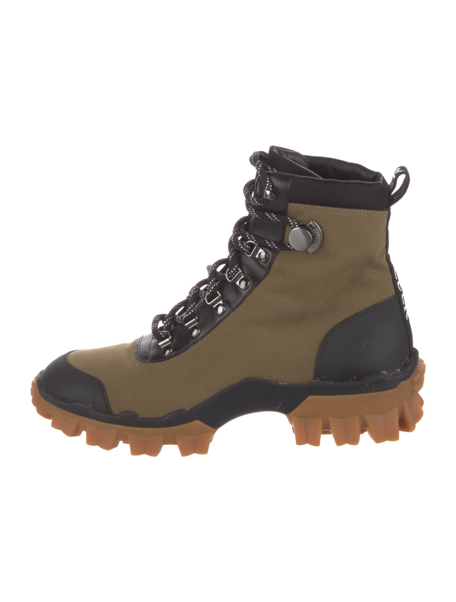 Moncler Canvas Colorblock Pattern Combat Boots