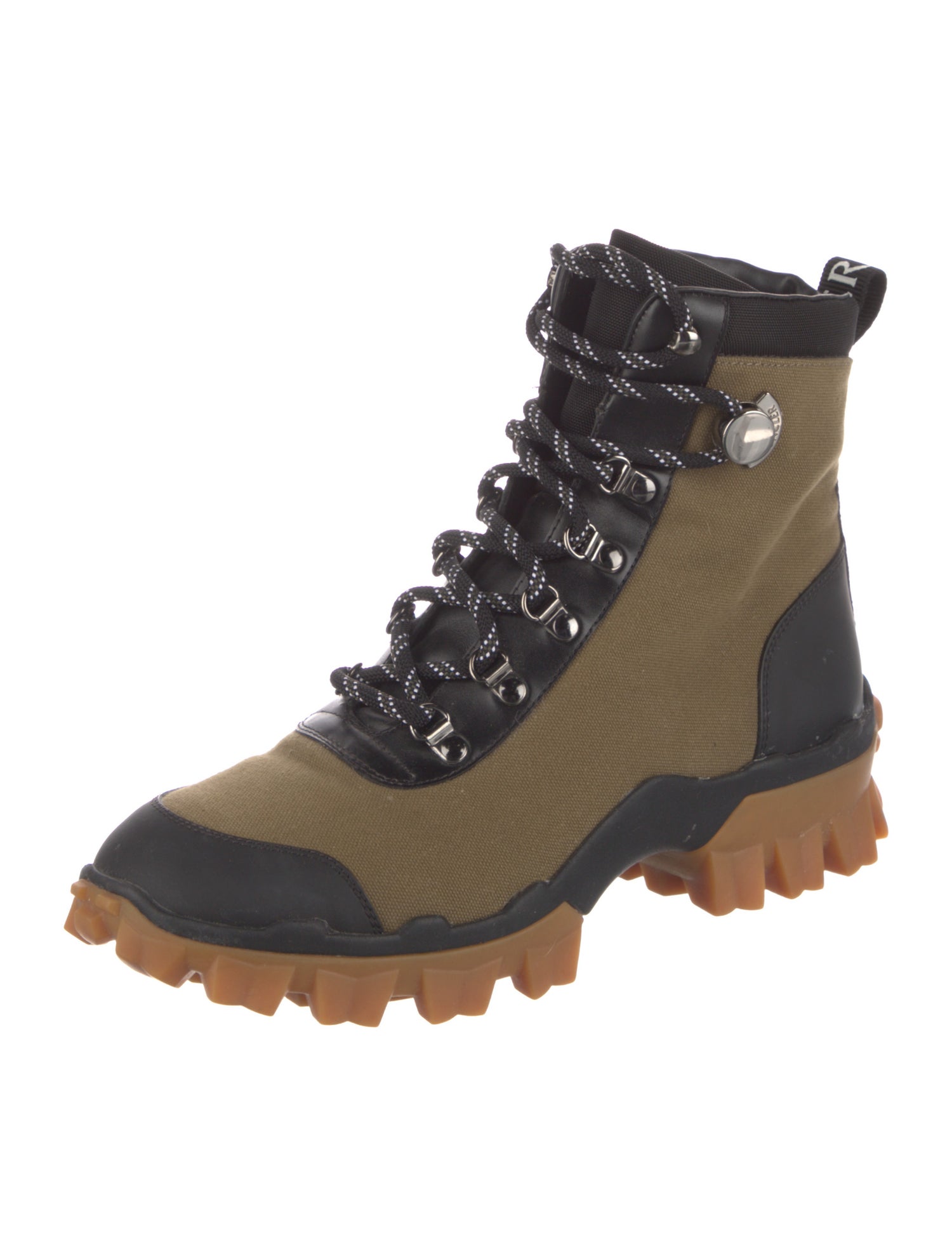 Moncler Canvas Colorblock Pattern Combat Boots