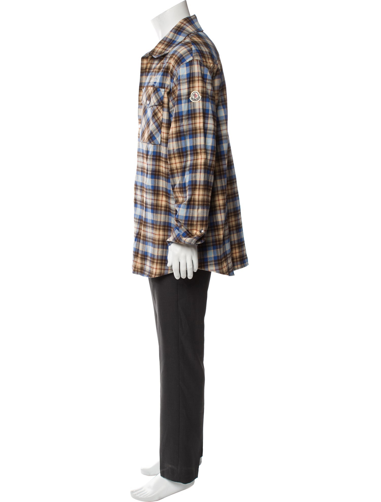 Moncler Plaid Print Long Sleeve Shirt