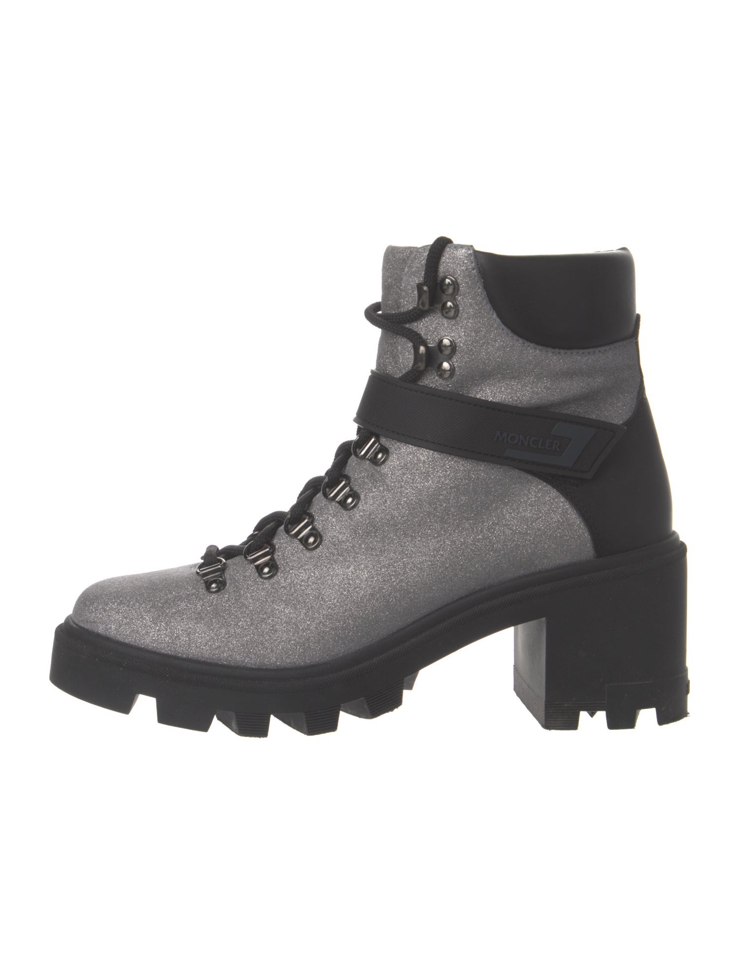 Moncler Glitter Colorblock Pattern Combat Boots