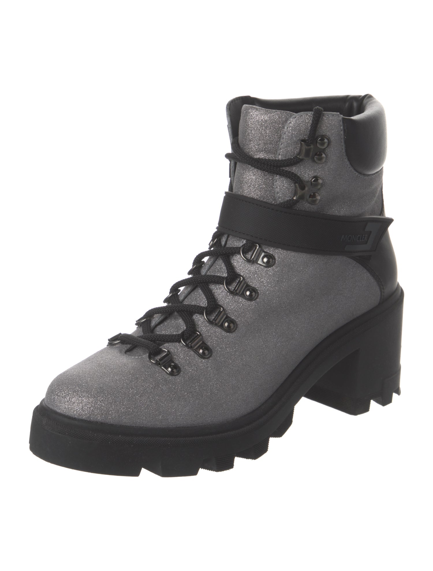 Moncler Glitter Colorblock Pattern Combat Boots