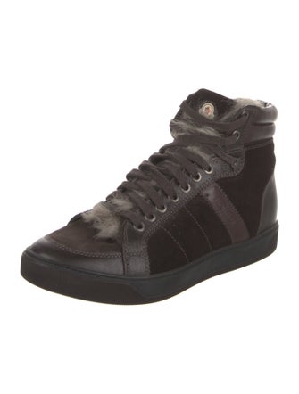 Moncler Quilted Pattern Suede Sneakers