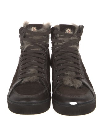 Moncler Quilted Pattern Suede Sneakers