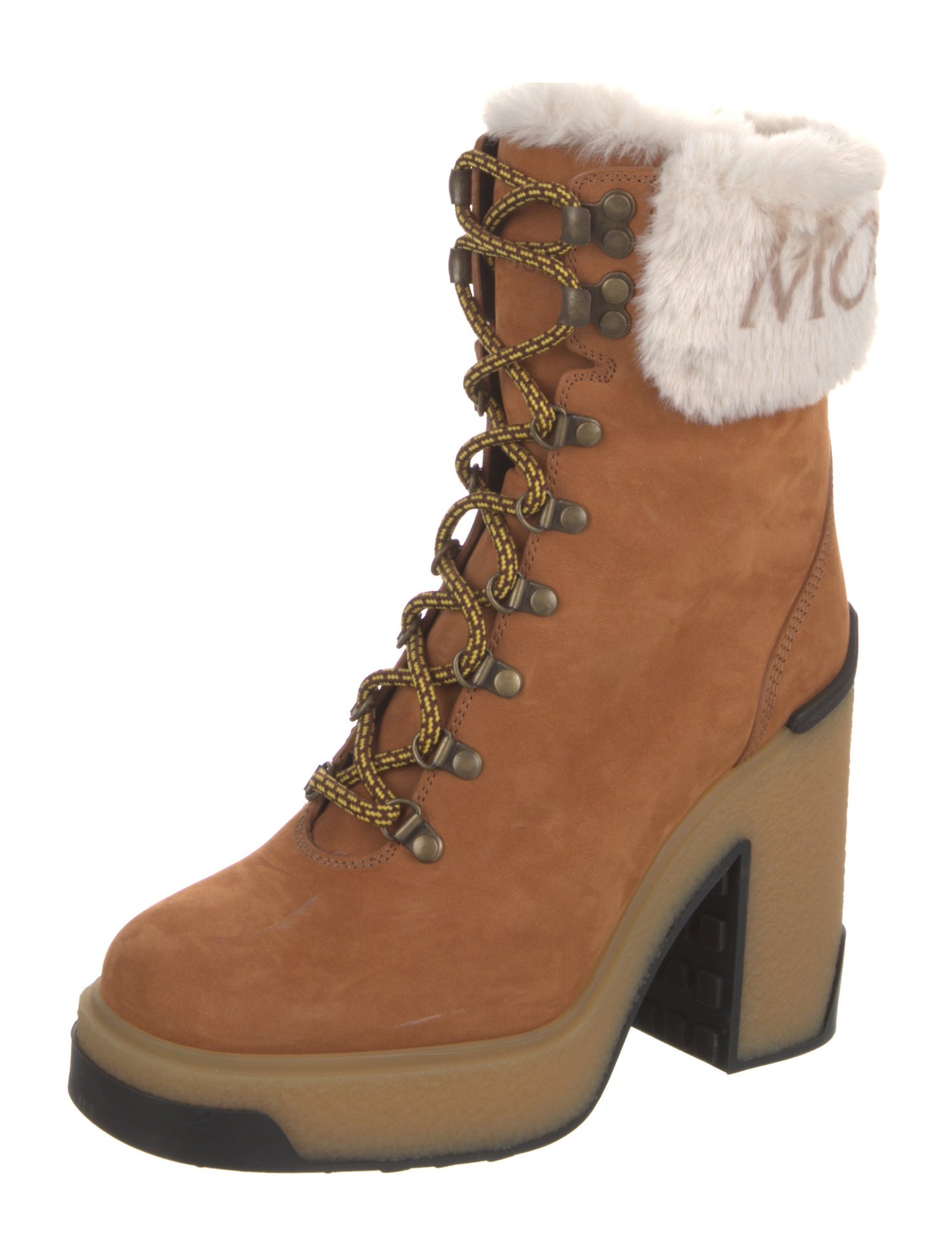 Moncler Suede Colorblock Pattern Lace-Up Boots