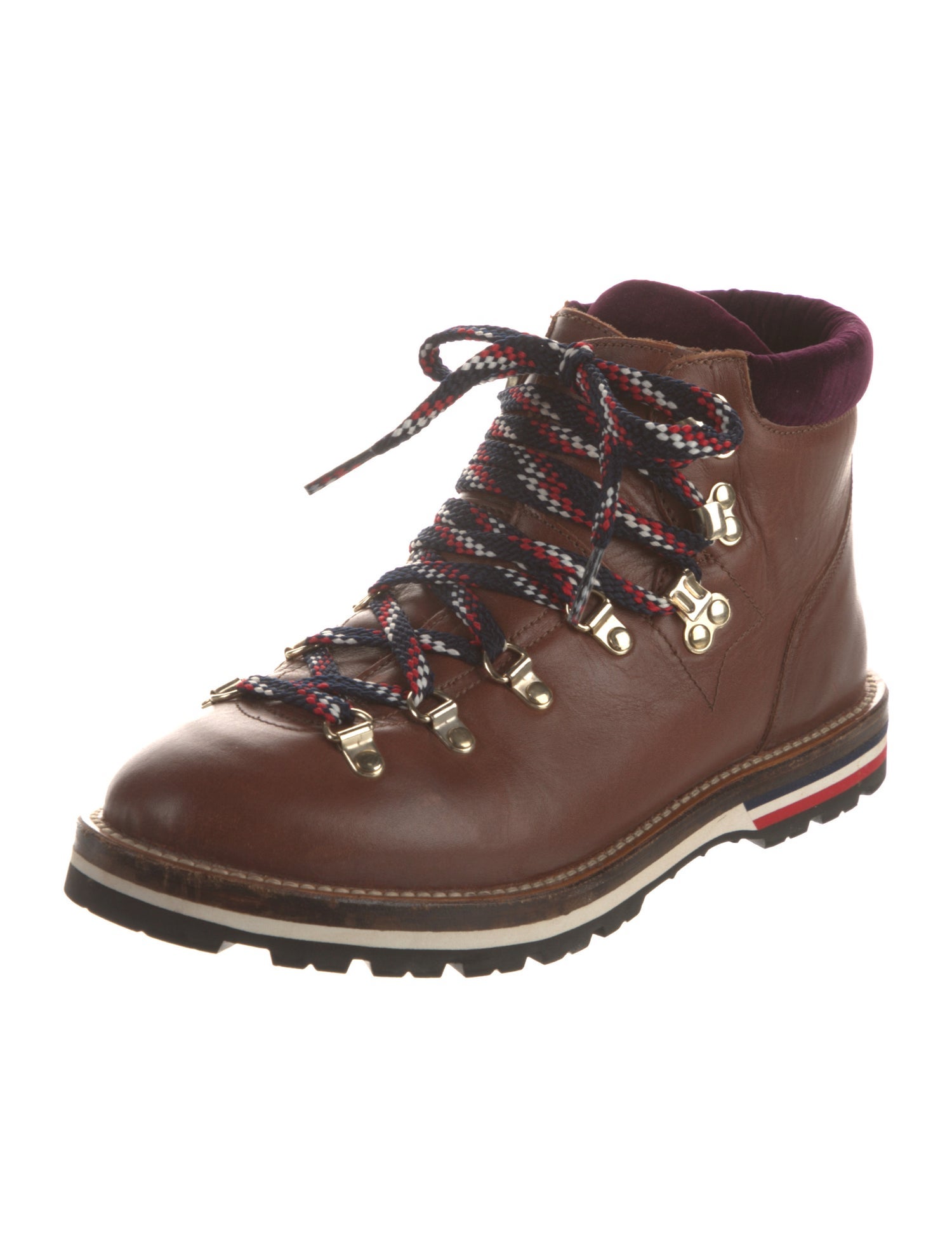 Moncler Leather Colorblock Pattern Hiking Boots