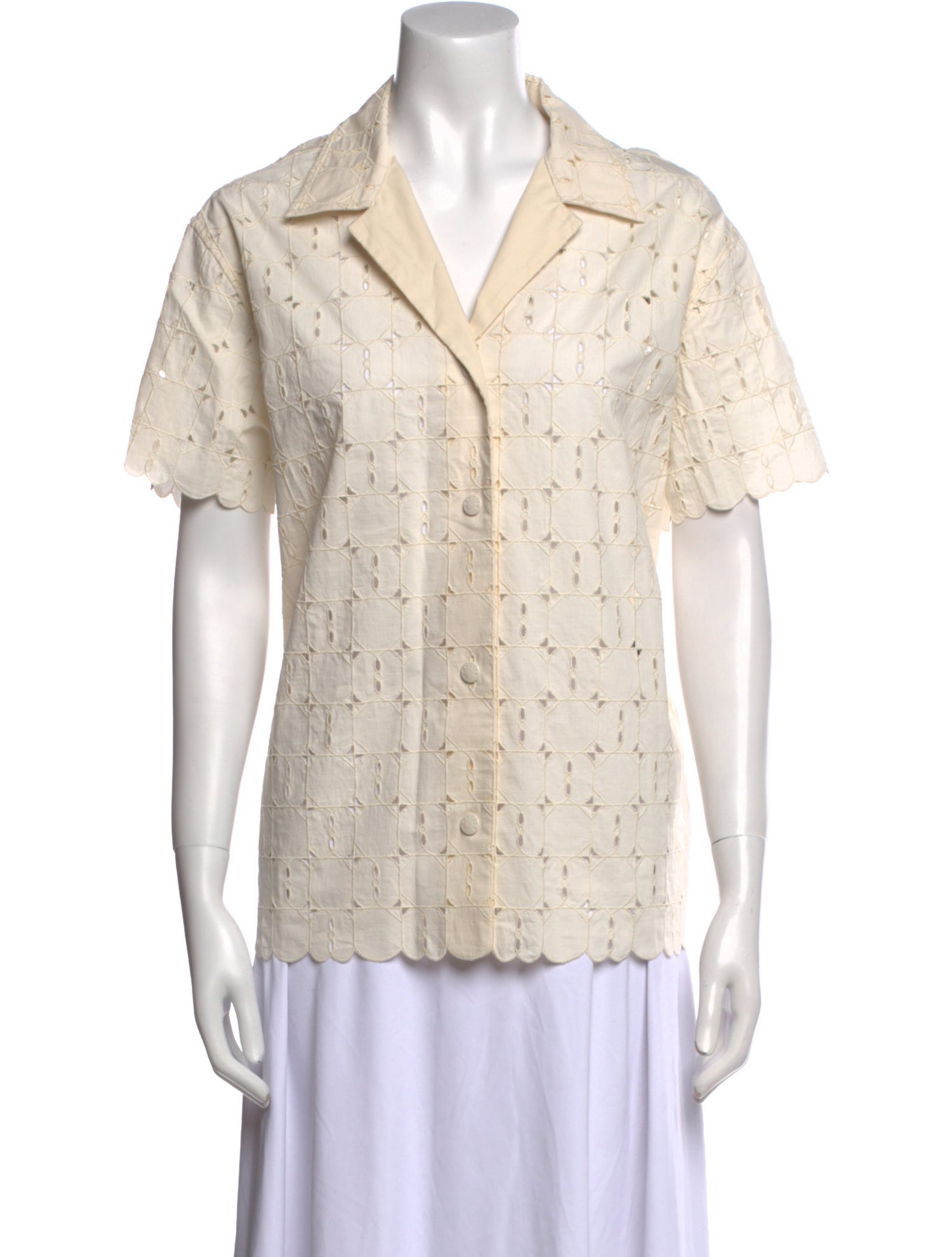 Moncler Short Sleeve Button-Up Top