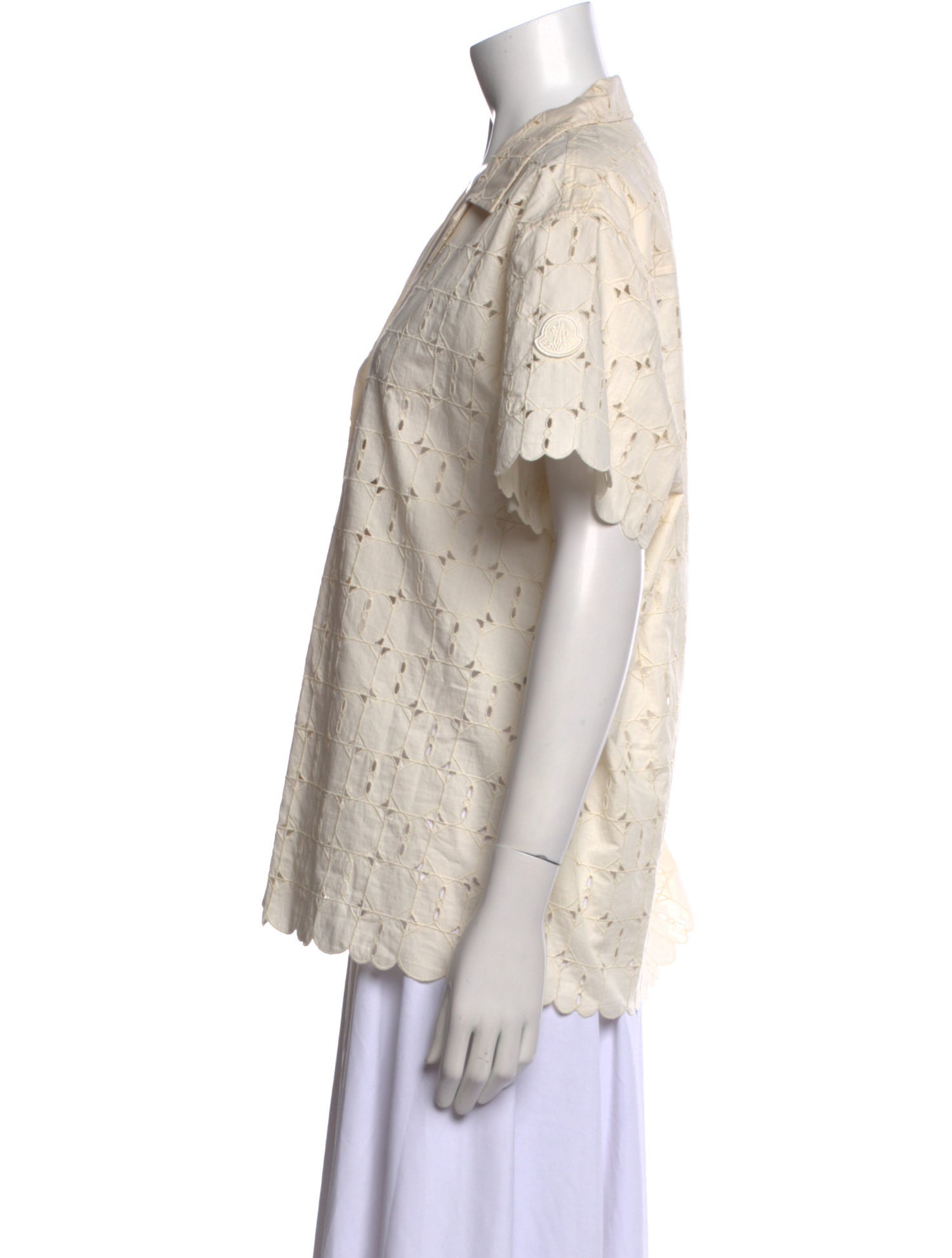 Moncler Short Sleeve Button-Up Top