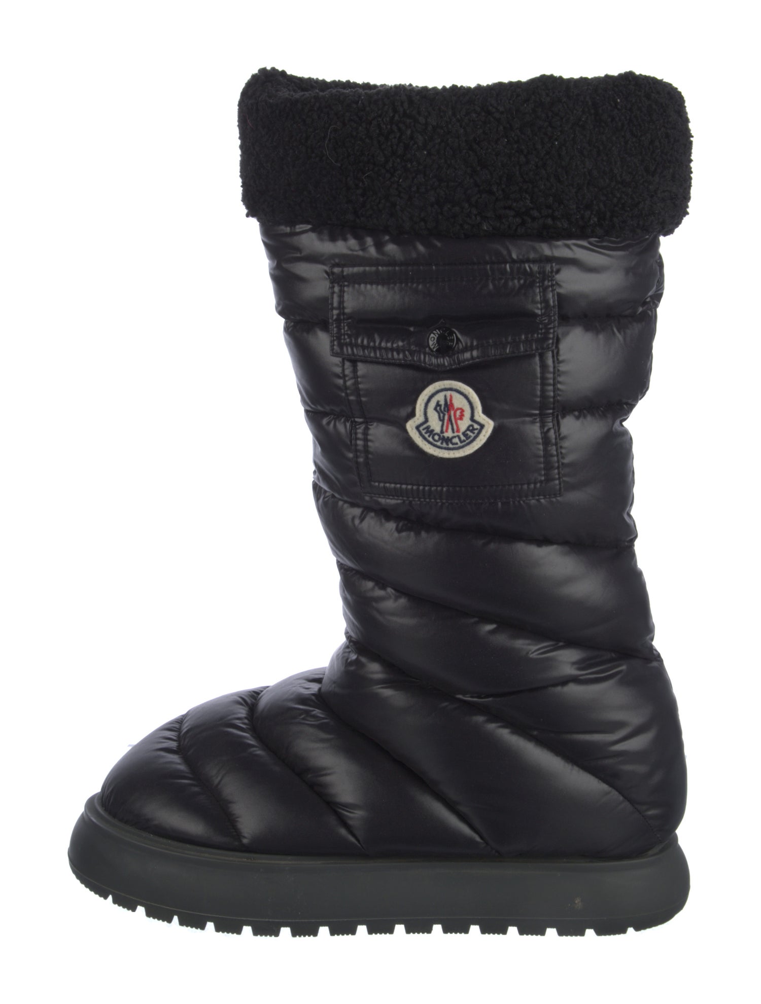 Moncler Nylon Faux Fur Trim Combat Boots