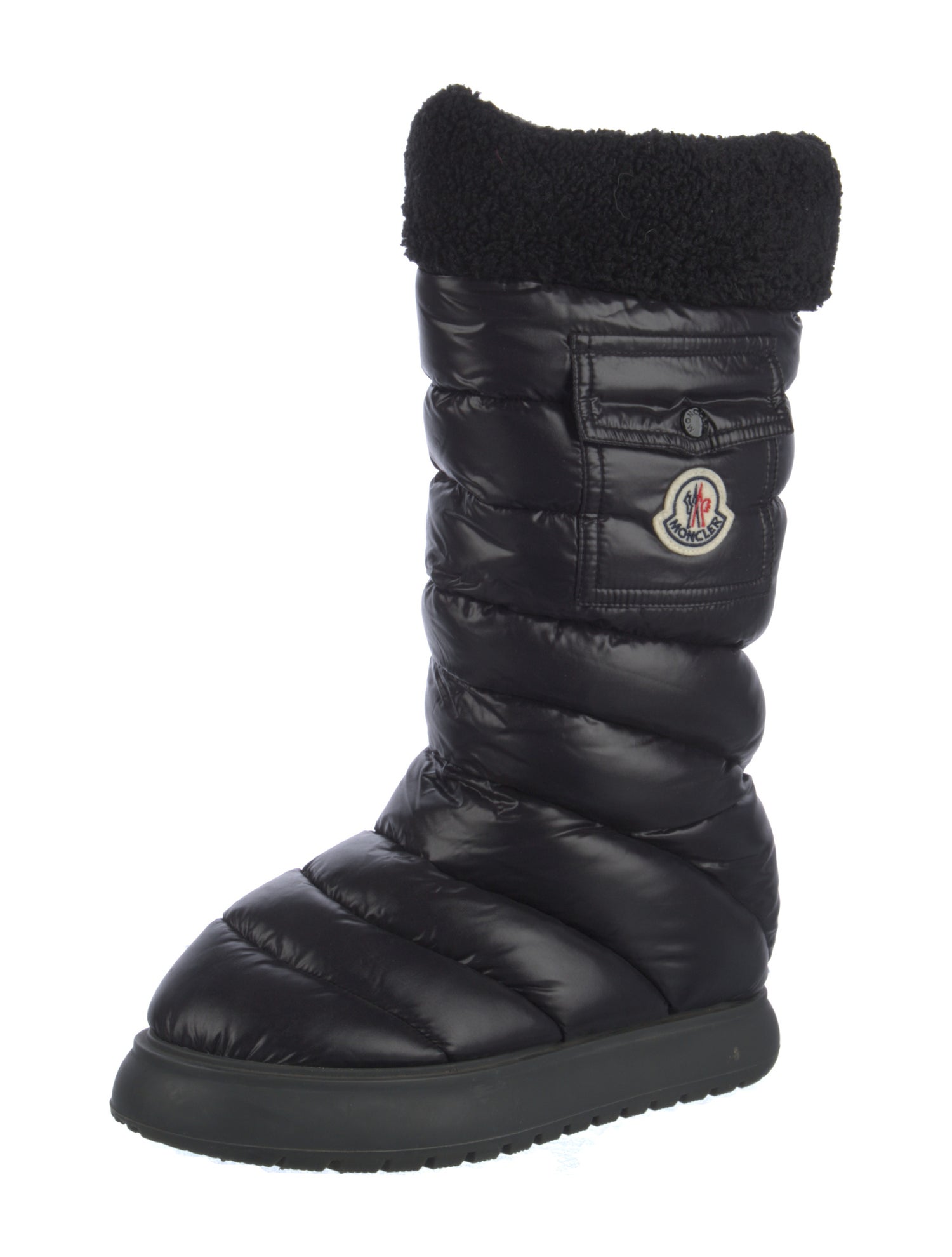 Moncler Nylon Faux Fur Trim Combat Boots