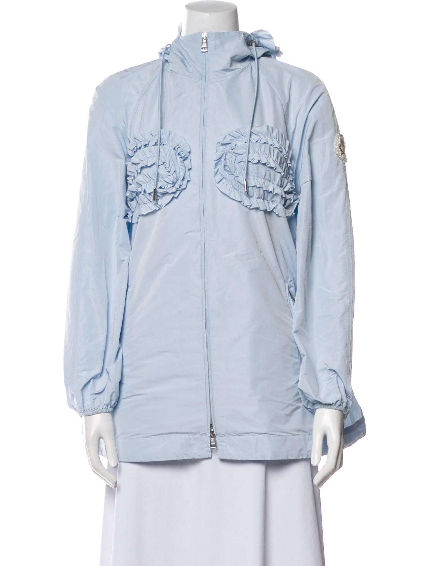 MONCLER SIMONE ROCHA パール　ロゴ　フリルスカート　ブルー MONCLER SIMONE ROCHA パールロゴフリルスカートブルー