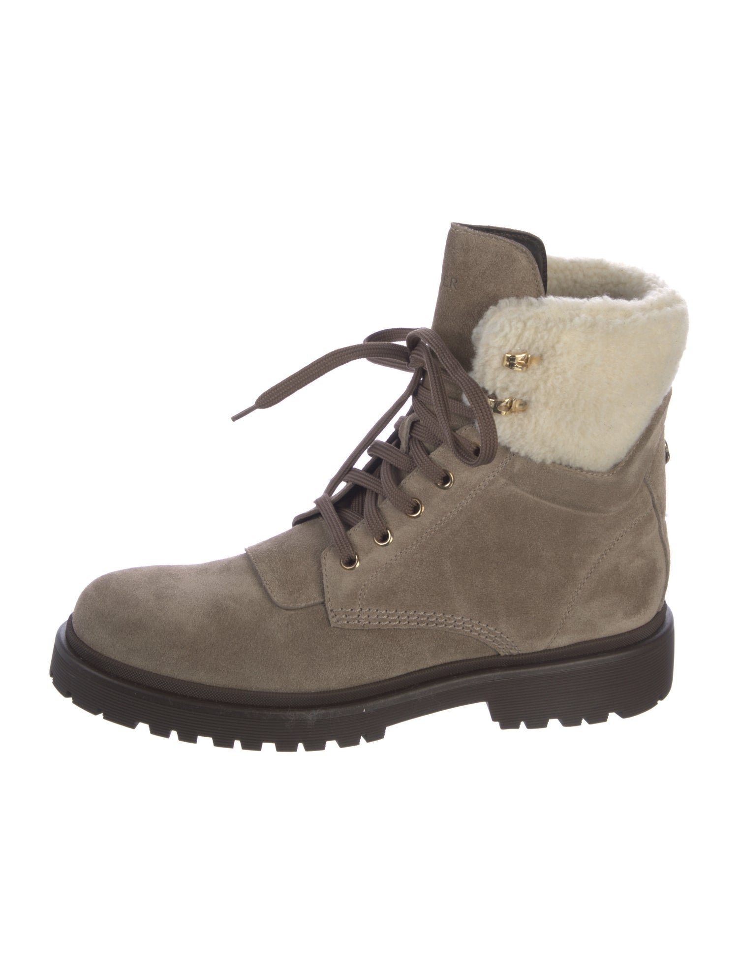 Moncler Suede Colorblock Pattern Combat Boots