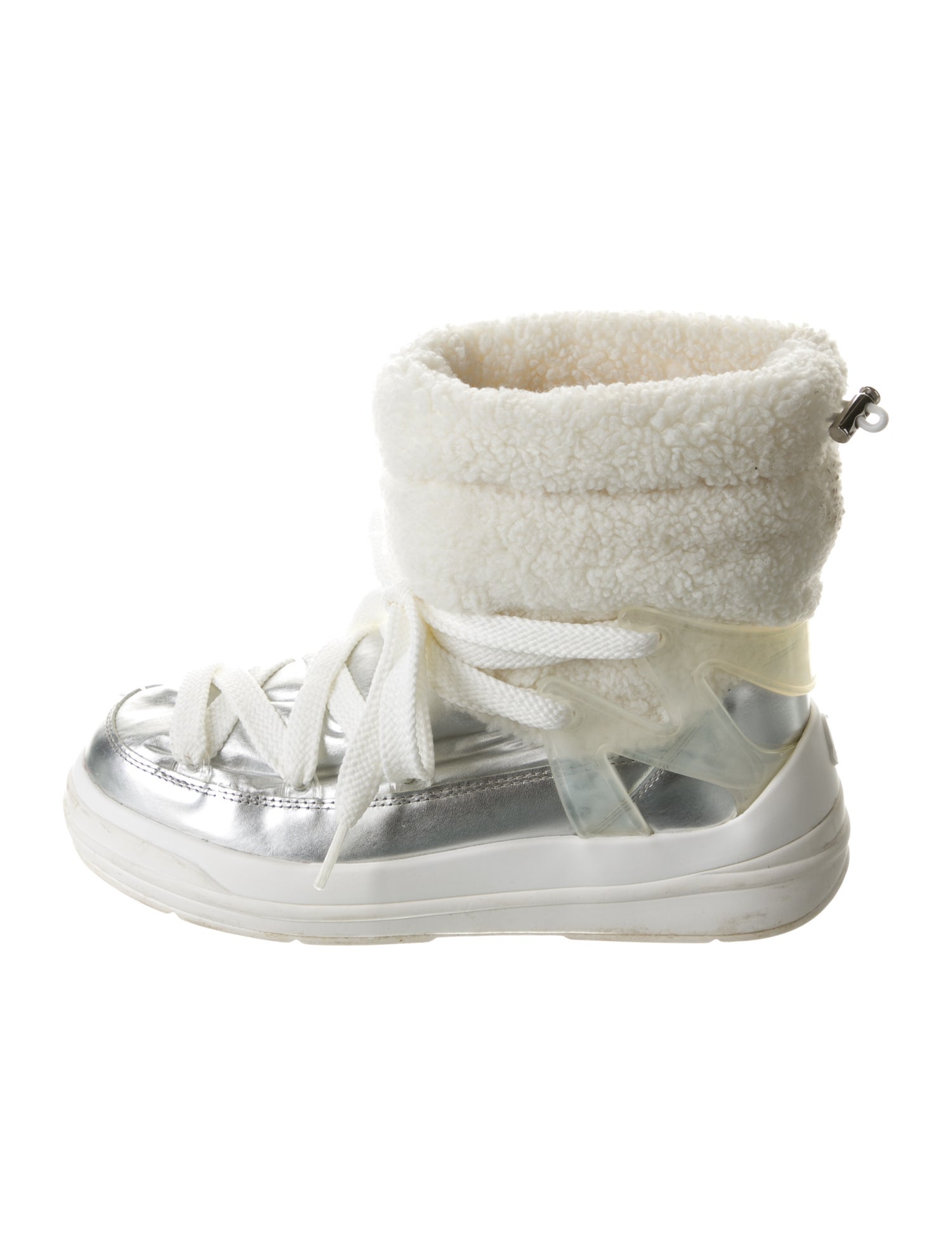 Moncler Nylon Faux Fur Trim Lace-Up Boots