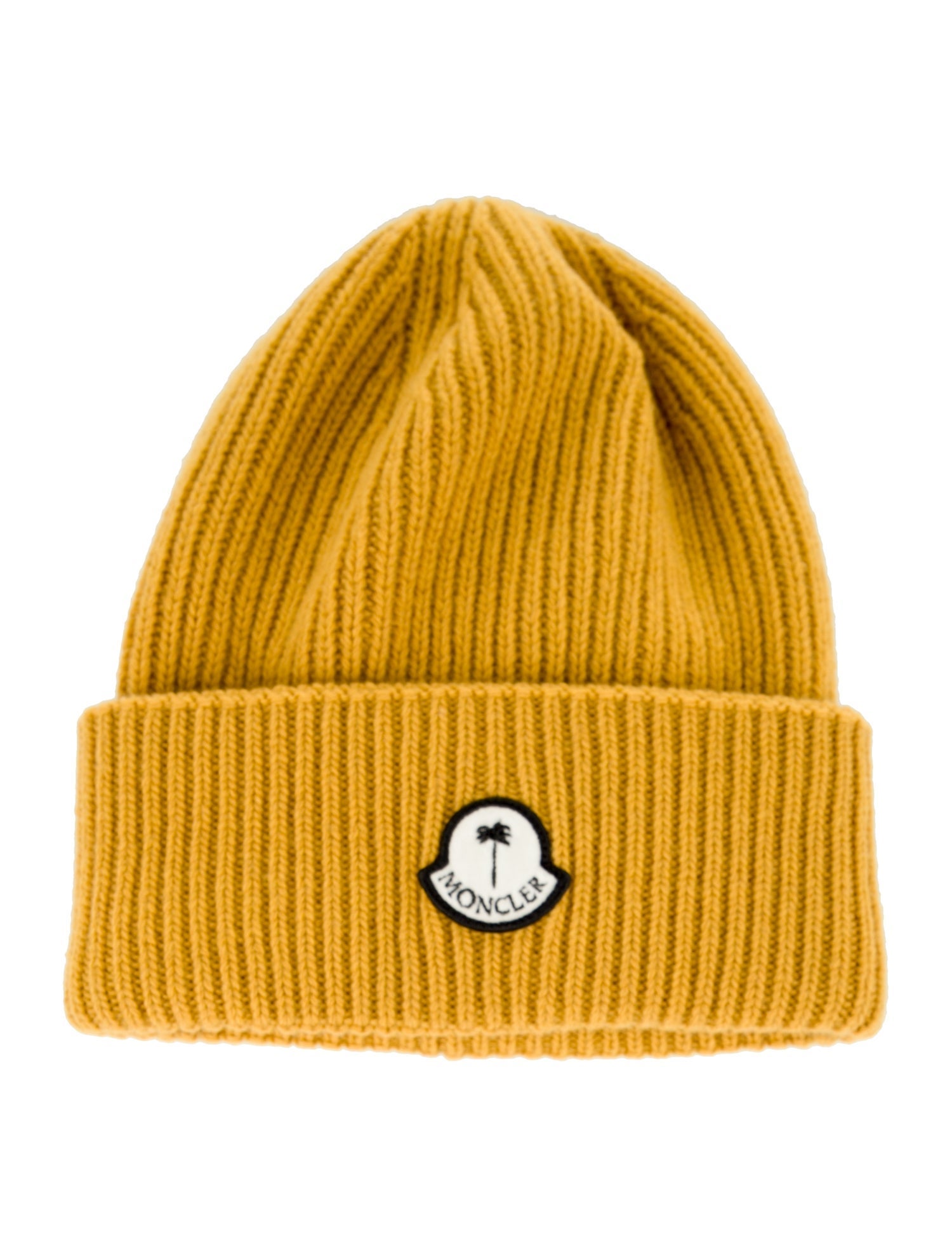 Moncler Yellow Knit Embroidered Beanie
