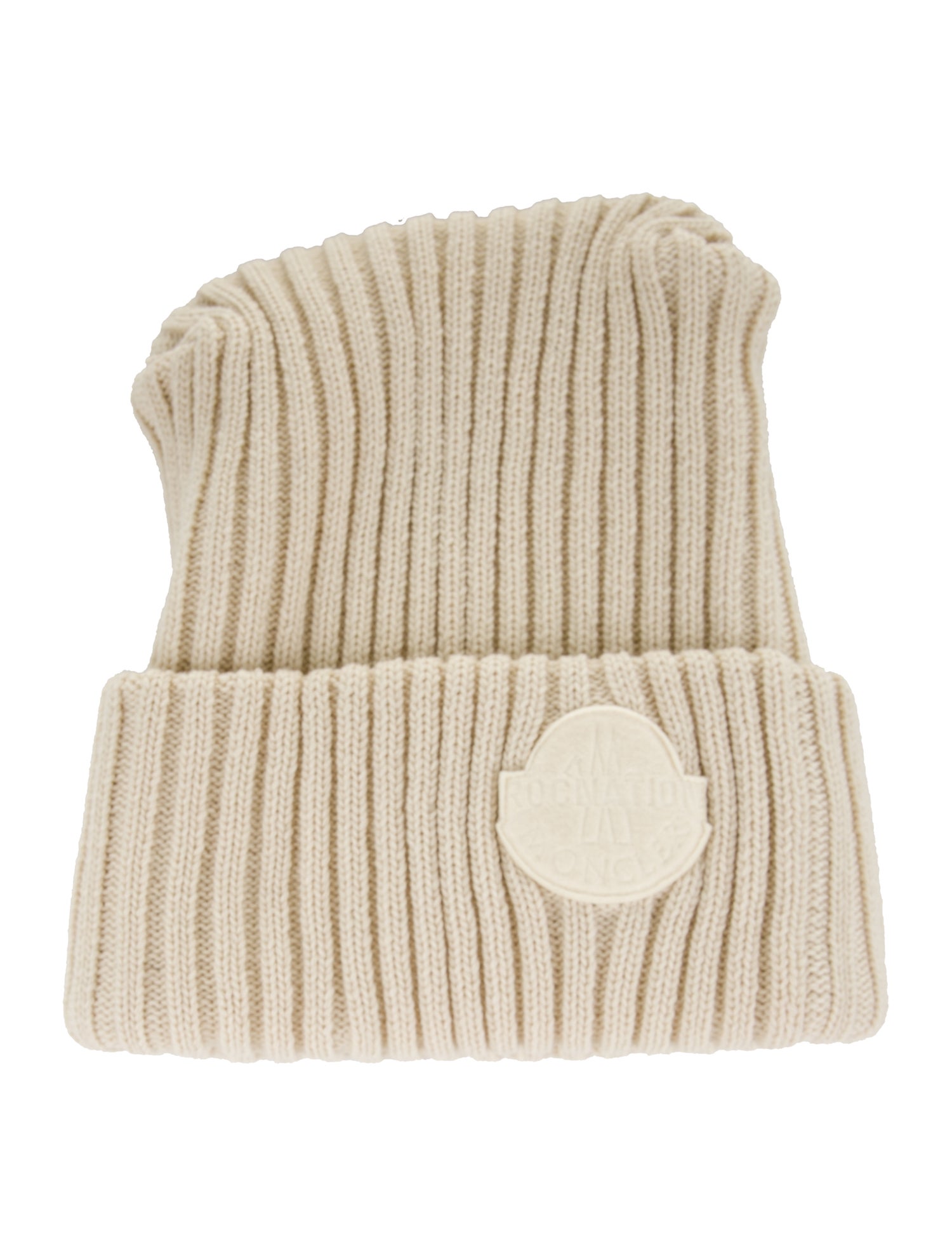 Moncler Neutral Knit Embroidered Beanie