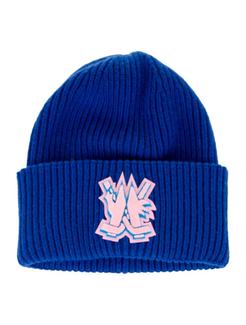 Moncler Blue Knit Embroidered Beanie